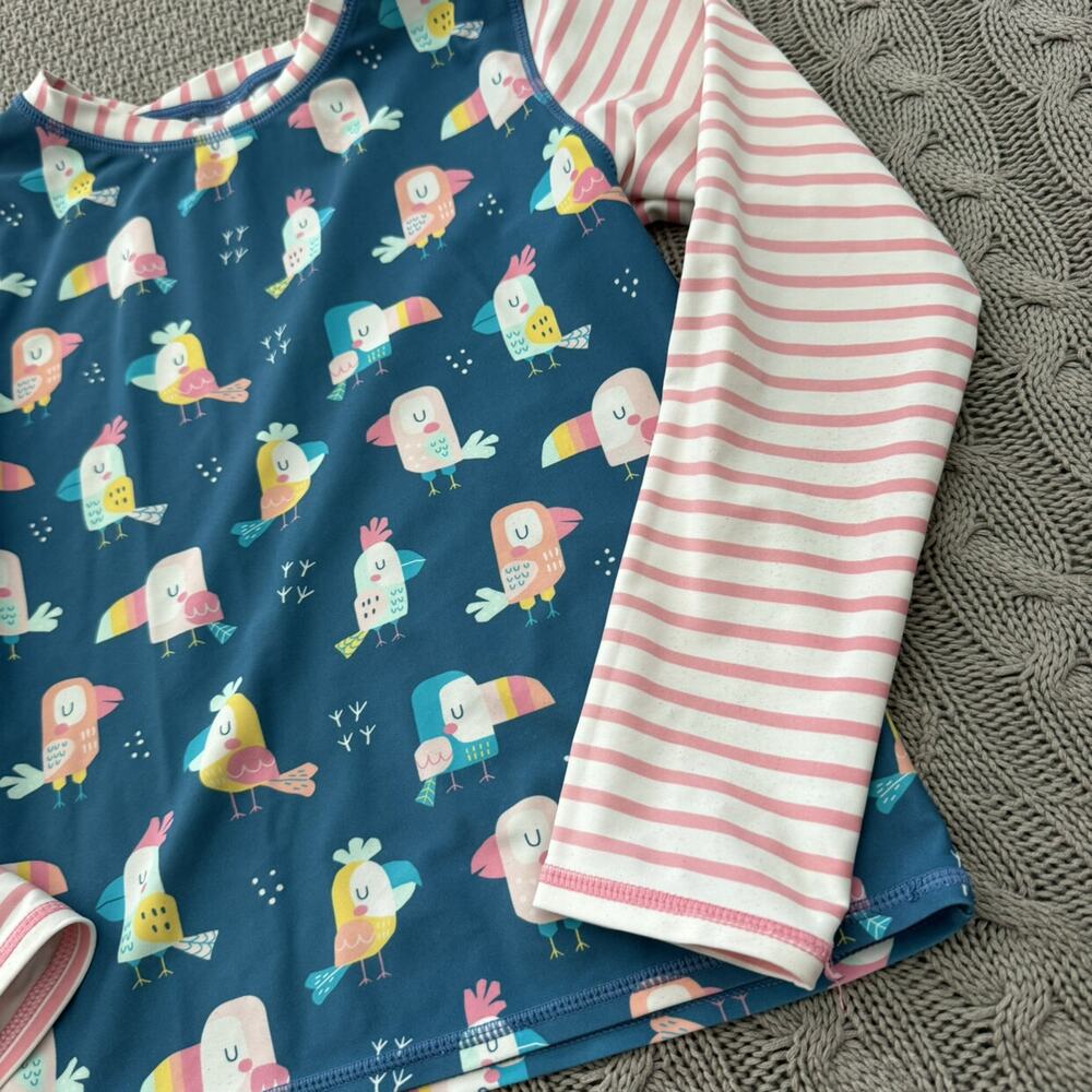 RuffleButts Bird & Stripes Rash Guard ~ 8 - Picture 3 of 8